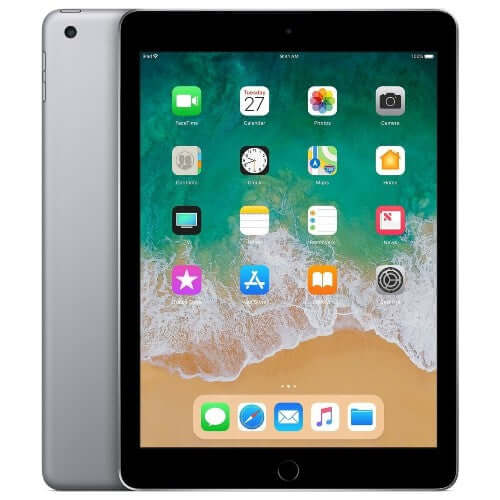 apple-ipad-6th-generation-128gb-wifi-silver-showing-front-and-back-view-with-home-screen-apps